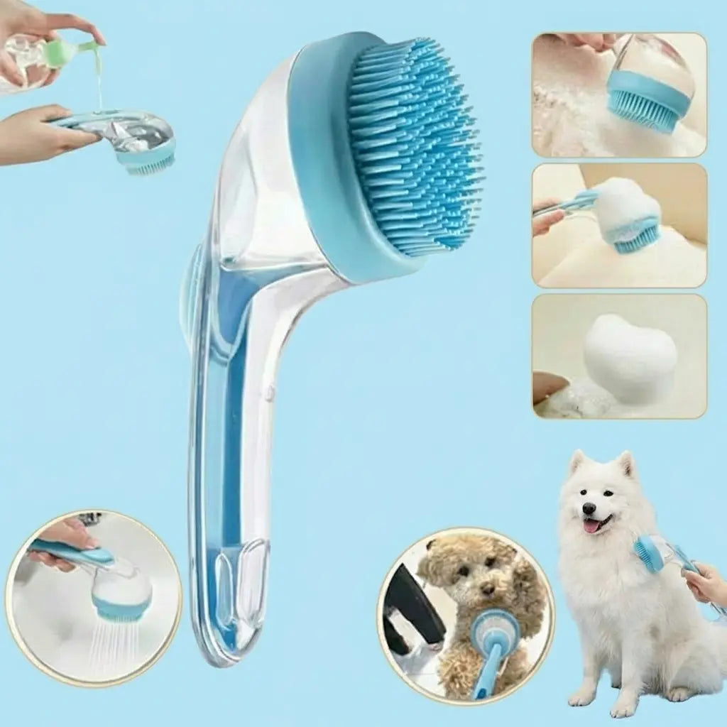 2026 Enhanced 2-In-1 Pet Bath Brush with Integrated Soap Dispenser, Soft Silicone Grooming and Shedding Comb for Dogs and Cats, Gentle Massage Scrubber for Efficient Bathing and Improved Coat Cleanliness