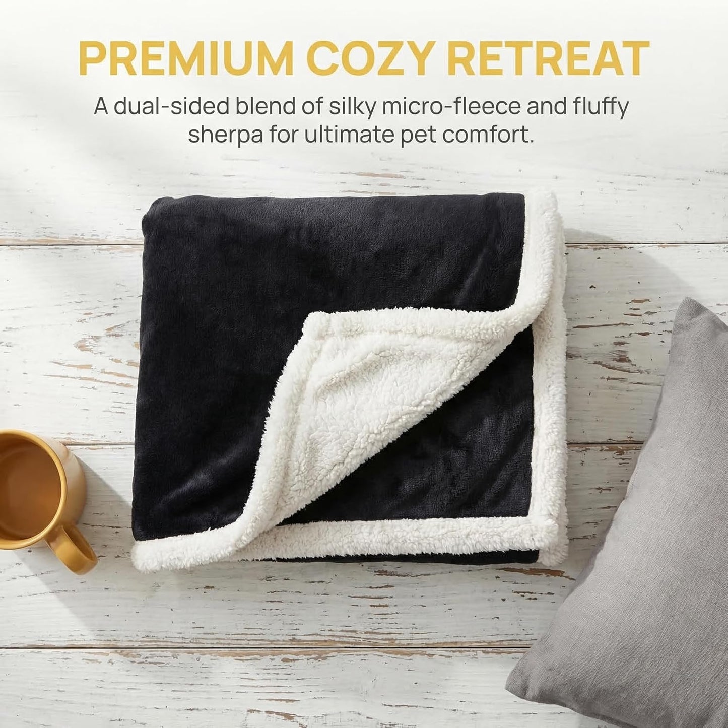 Large Fluffy Fleece Dog Blanket (50"x60") – Soft Washable Couch & Bed Cover