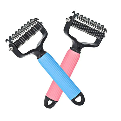 Professional Pet Grooming Tool - Universal Double-Sided Detangling Comb for Dogs, Stainless Steel Design for Effective Shedding and Matted Hair Management, Essential Daily Coat Care Supplies.