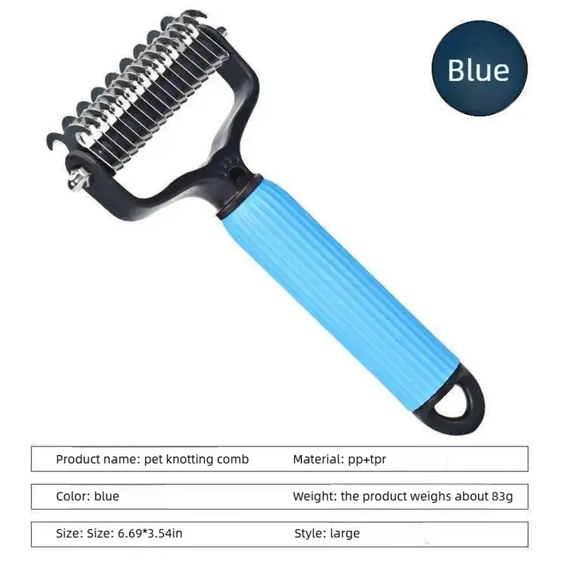 Professional Pet Grooming Tool - Universal Double-Sided Detangling Comb for Dogs, Stainless Steel Design for Effective Shedding and Matted Hair Management, Essential Daily Coat Care Supplies.