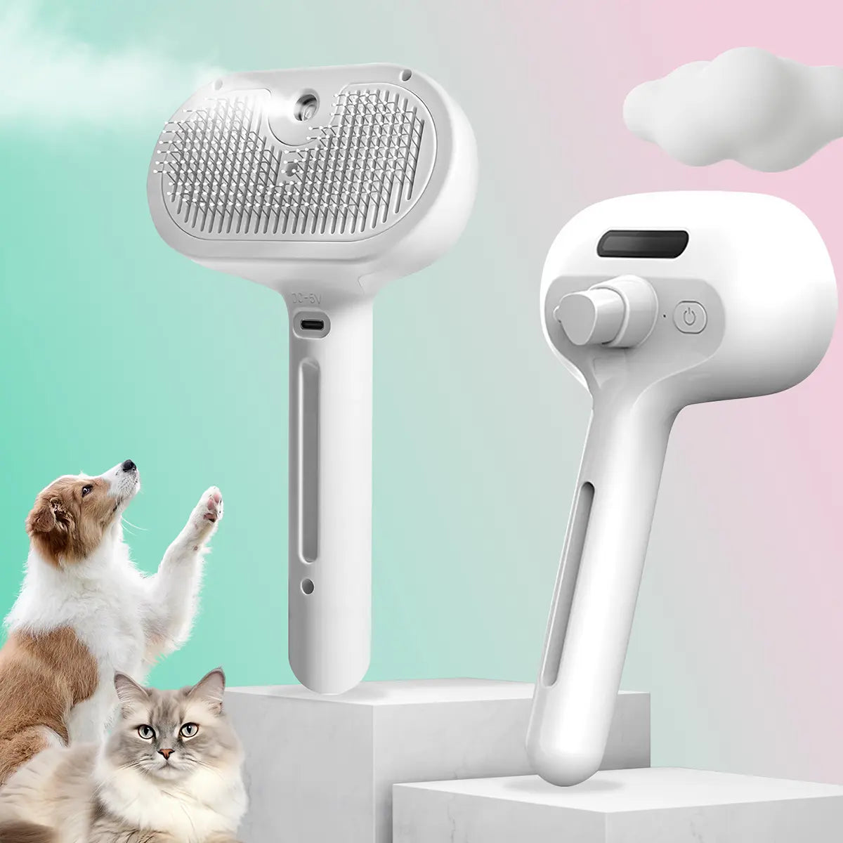 Catpick Pet Spray Grooming Brush – One-Button De-Shedding & Odor Removal Comb