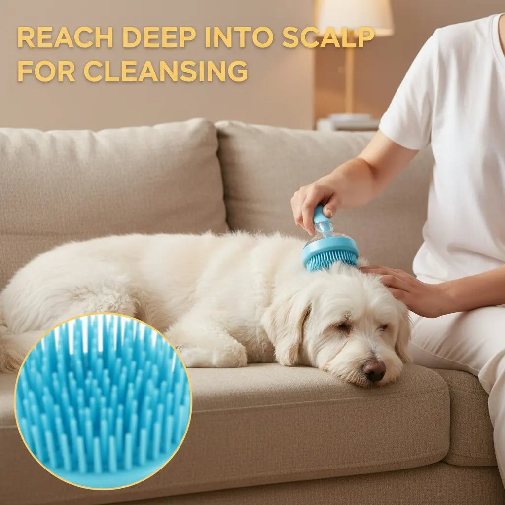2026 Enhanced 2-In-1 Pet Bath Brush with Integrated Soap Dispenser, Soft Silicone Grooming and Shedding Comb for Dogs and Cats, Gentle Massage Scrubber for Efficient Bathing and Improved Coat Cleanliness
