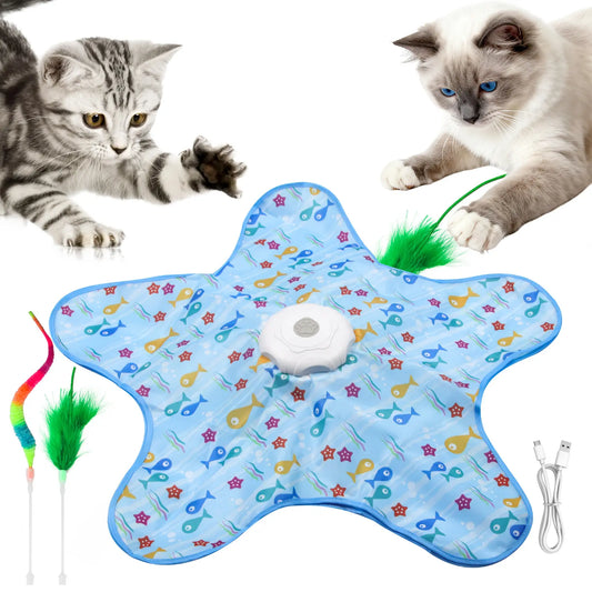 Rechargeable Interactive Feather Hunting Toy for Cats - Automatic Hide and Seek Indoor Exercise and Boredom Relief for All Breeds