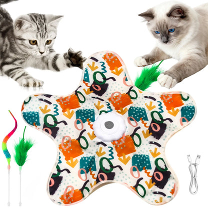 Rechargeable Interactive Feather Hunting Toy for Cats - Automatic Hide and Seek Indoor Exercise and Boredom Relief for All Breeds