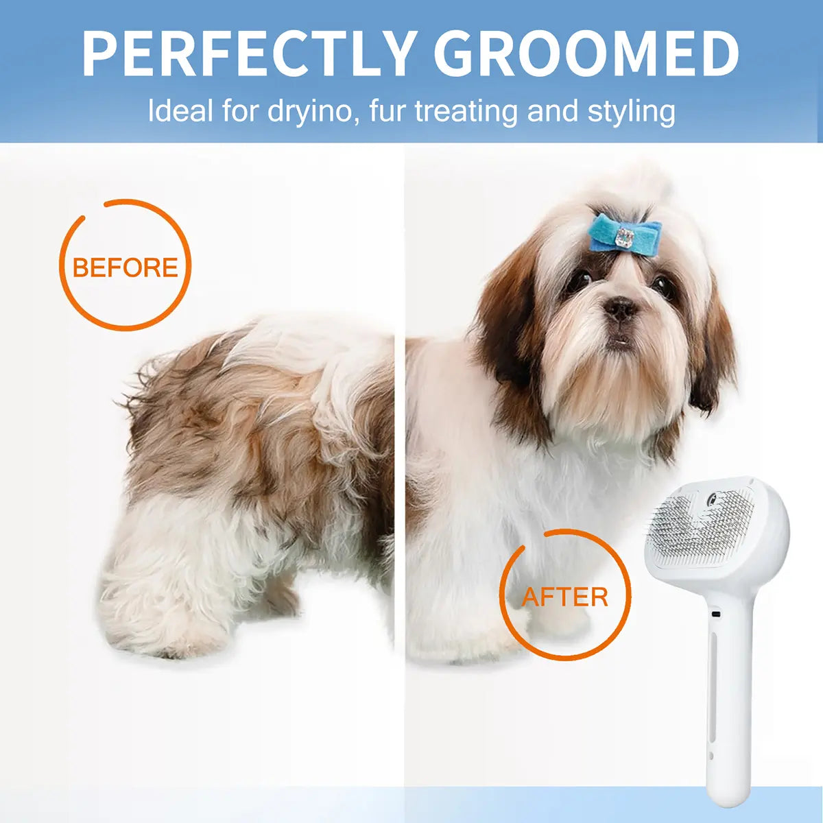 Catpick Pet Spray Grooming Brush – One-Button De-Shedding & Odor Removal Comb