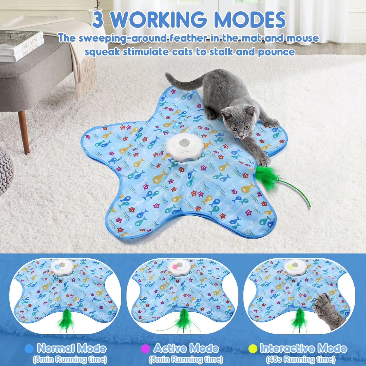 Rechargeable Interactive Feather Hunting Toy for Cats - Automatic Hide and Seek Indoor Exercise and Boredom Relief for All Breeds