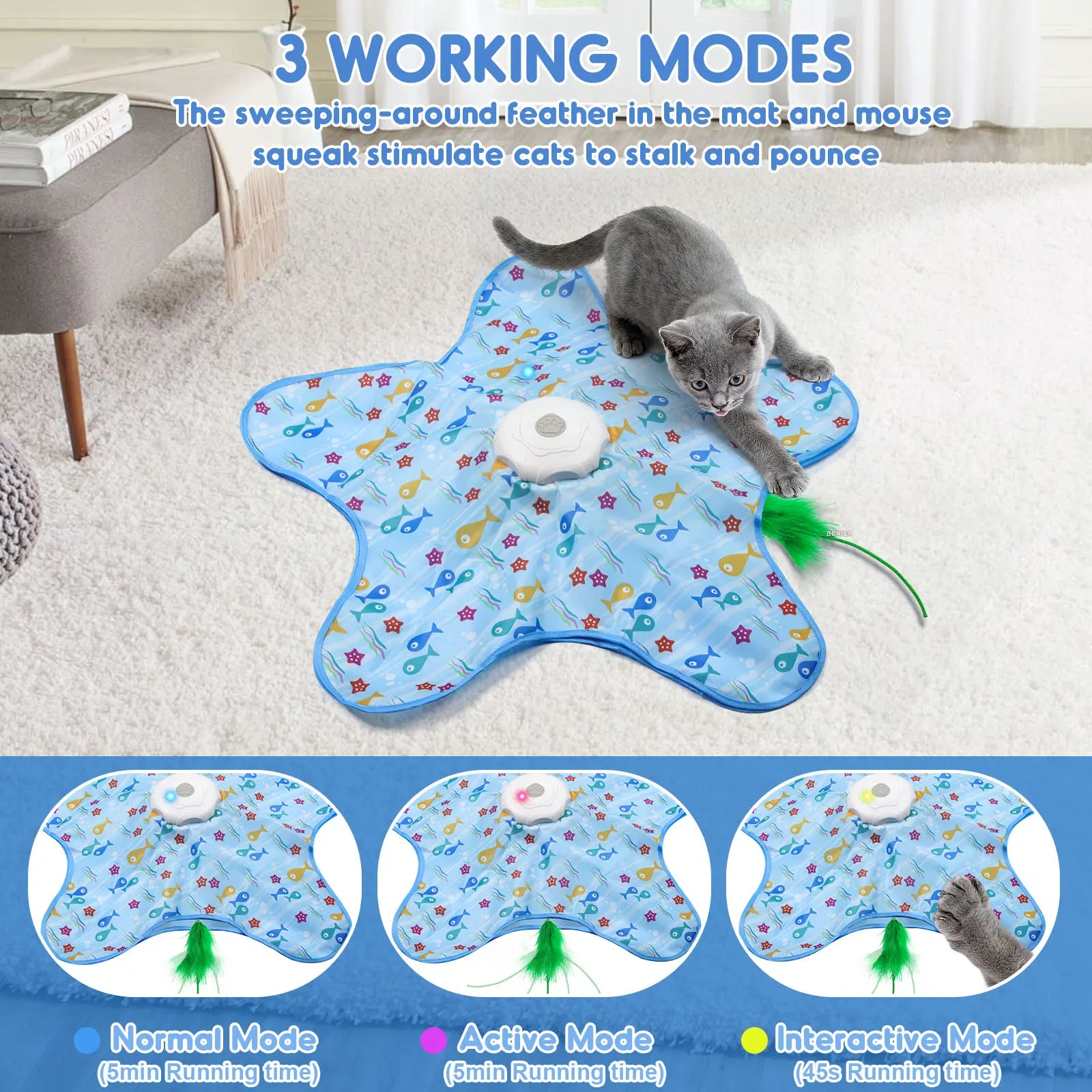 Rechargeable Interactive Feather Hunting Toy for Cats - Automatic Hide and Seek Indoor Exercise and Boredom Relief for All Breeds
