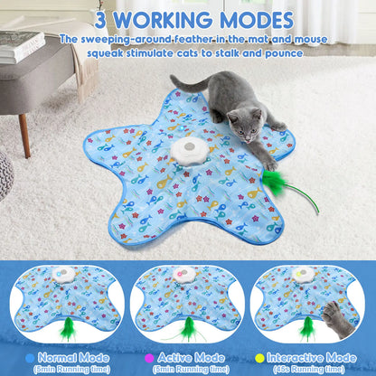 Rechargeable Interactive Feather Hunting Toy for Cats - Automatic Hide and Seek Indoor Exercise and Boredom Relief for All Breeds