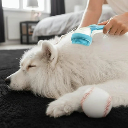 2026 Enhanced 2-In-1 Pet Bath Brush with Integrated Soap Dispenser, Soft Silicone Grooming and Shedding Comb for Dogs and Cats, Gentle Massage Scrubber for Efficient Bathing and Improved Coat Cleanliness