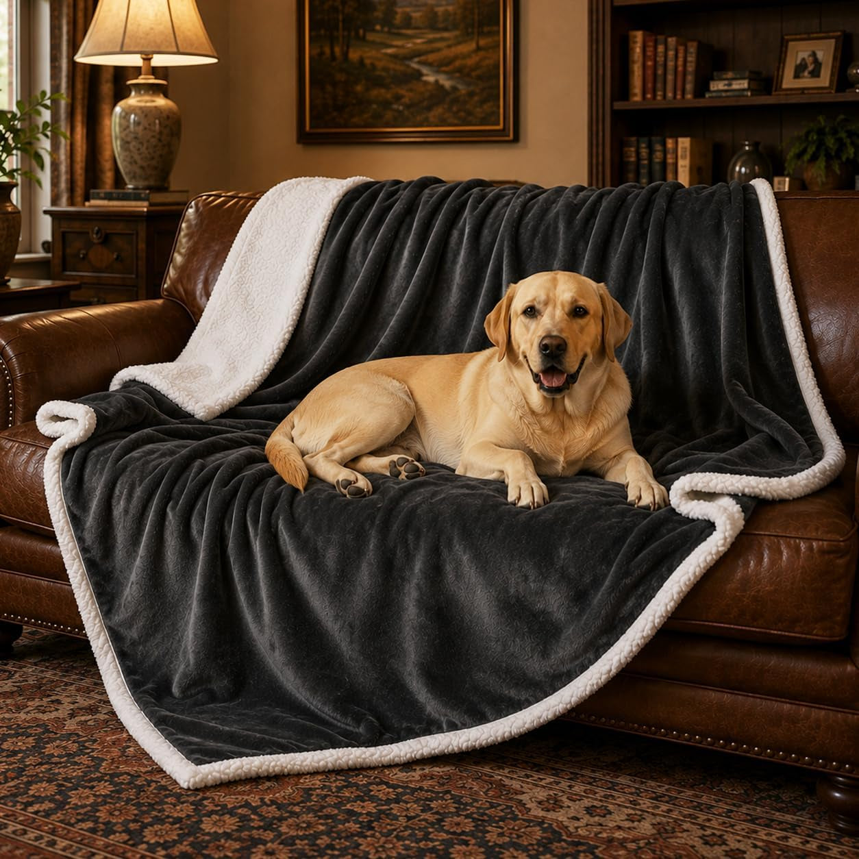Large Fluffy Fleece Dog Blanket (50"x60") – Soft Washable Couch & Bed Cover