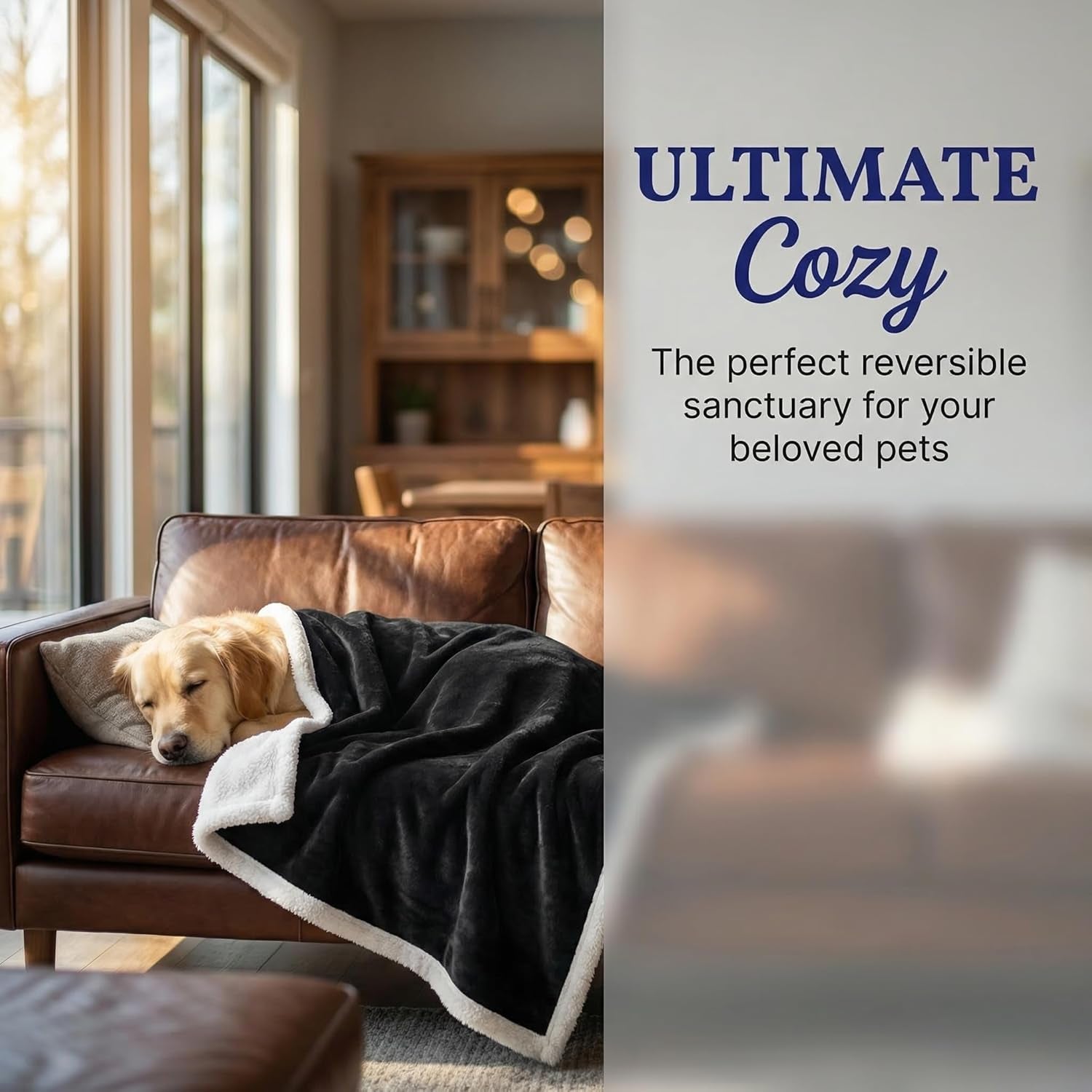 Large Fluffy Fleece Dog Blanket (50"x60") – Soft Washable Couch & Bed Cover