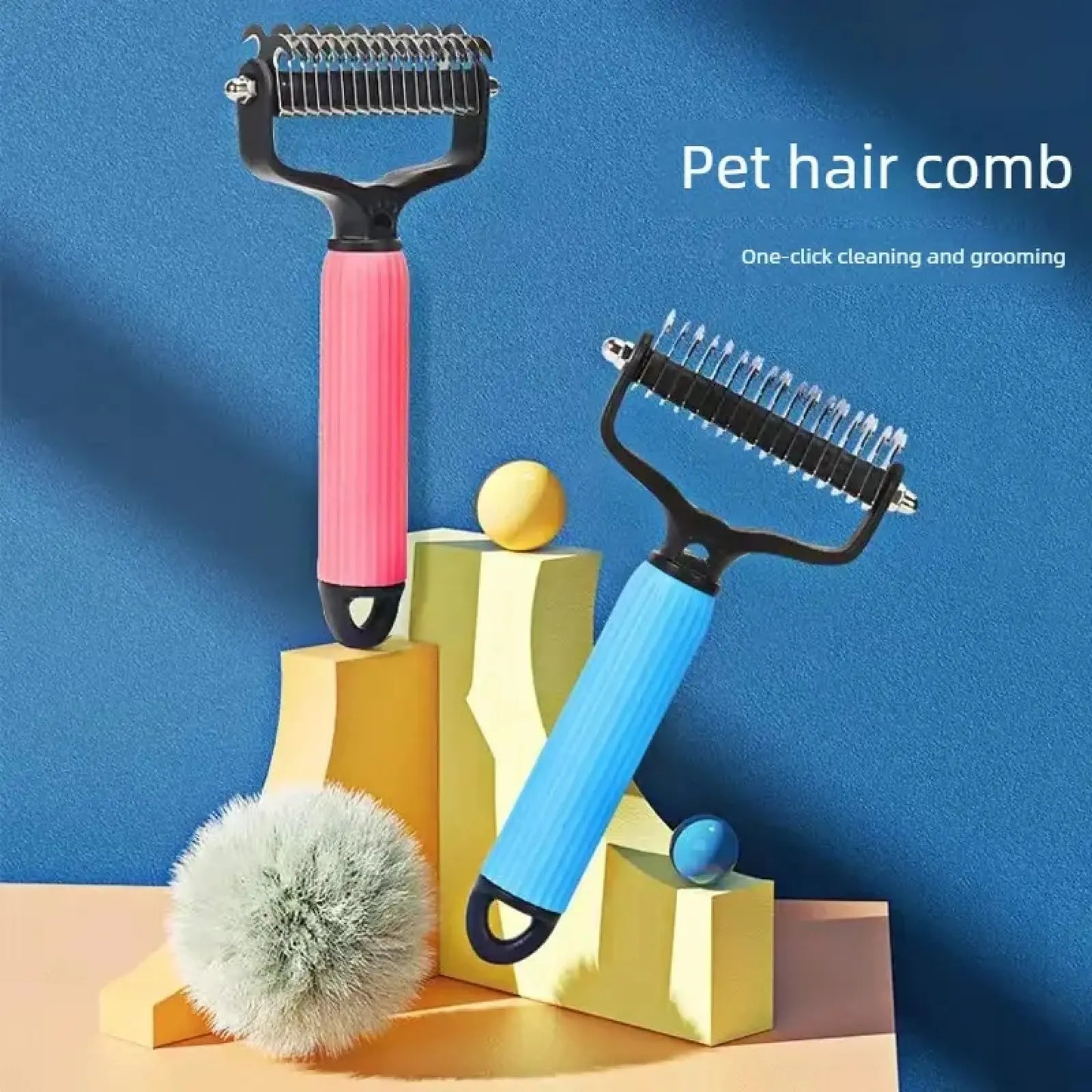 Professional Pet Grooming Tool - Universal Double-Sided Detangling Comb for Dogs, Stainless Steel Design for Effective Shedding and Matted Hair Management, Essential Daily Coat Care Supplies.