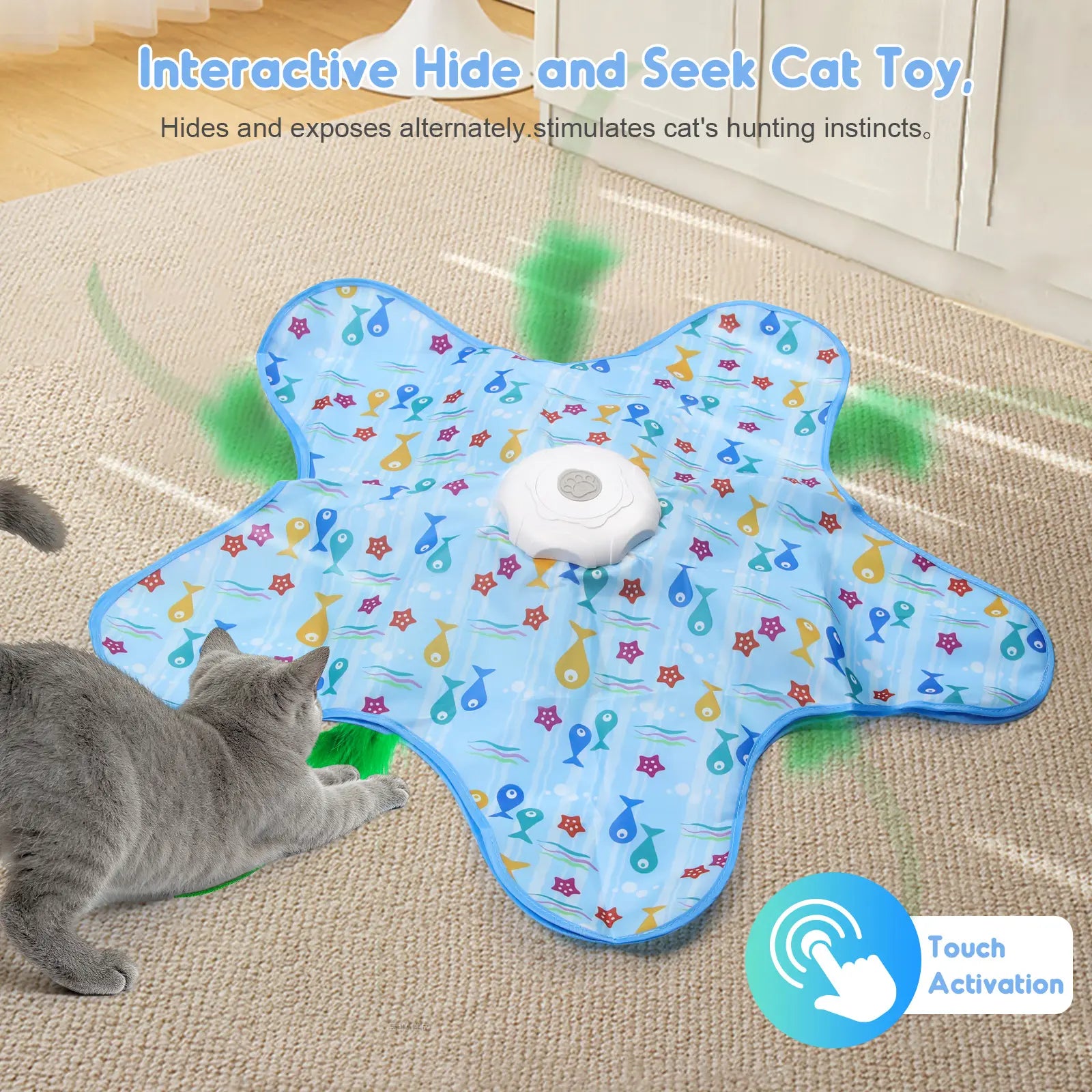 Rechargeable Interactive Feather Hunting Toy for Cats - Automatic Hide and Seek Indoor Exercise and Boredom Relief for All Breeds
