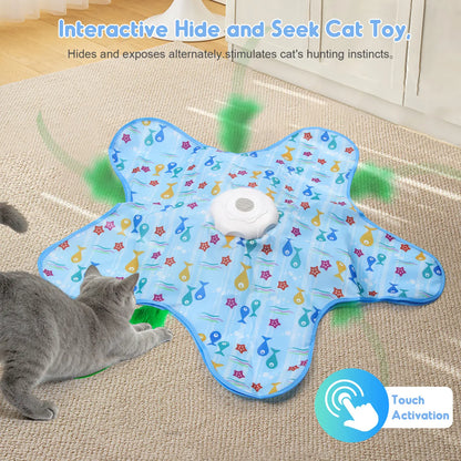 Rechargeable Interactive Feather Hunting Toy for Cats - Automatic Hide and Seek Indoor Exercise and Boredom Relief for All Breeds