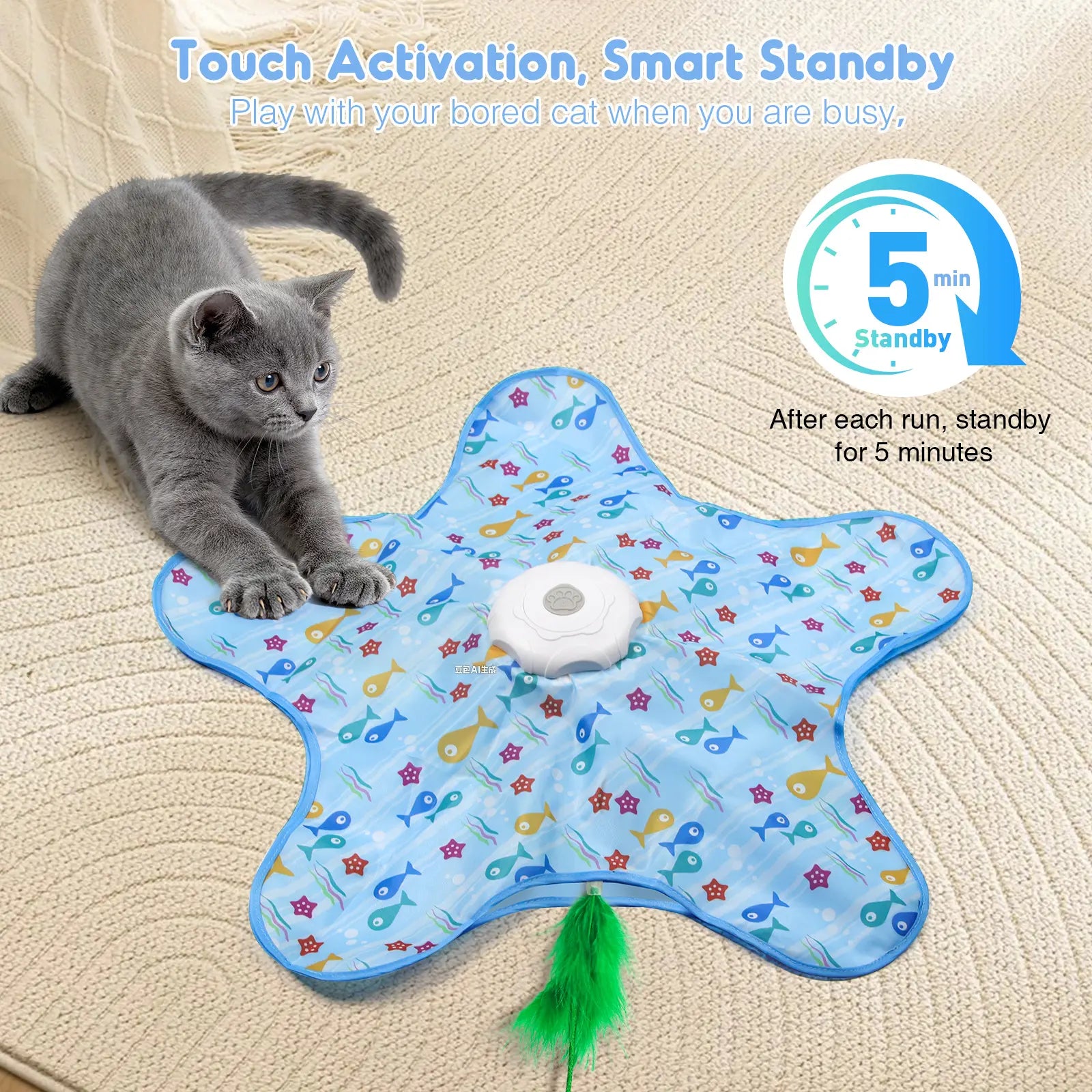 Rechargeable Interactive Feather Hunting Toy for Cats - Automatic Hide and Seek Indoor Exercise and Boredom Relief for All Breeds