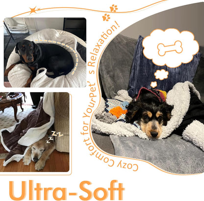 Large Fluffy Fleece Dog Blanket (50"x60") – Soft Washable Couch & Bed Cover