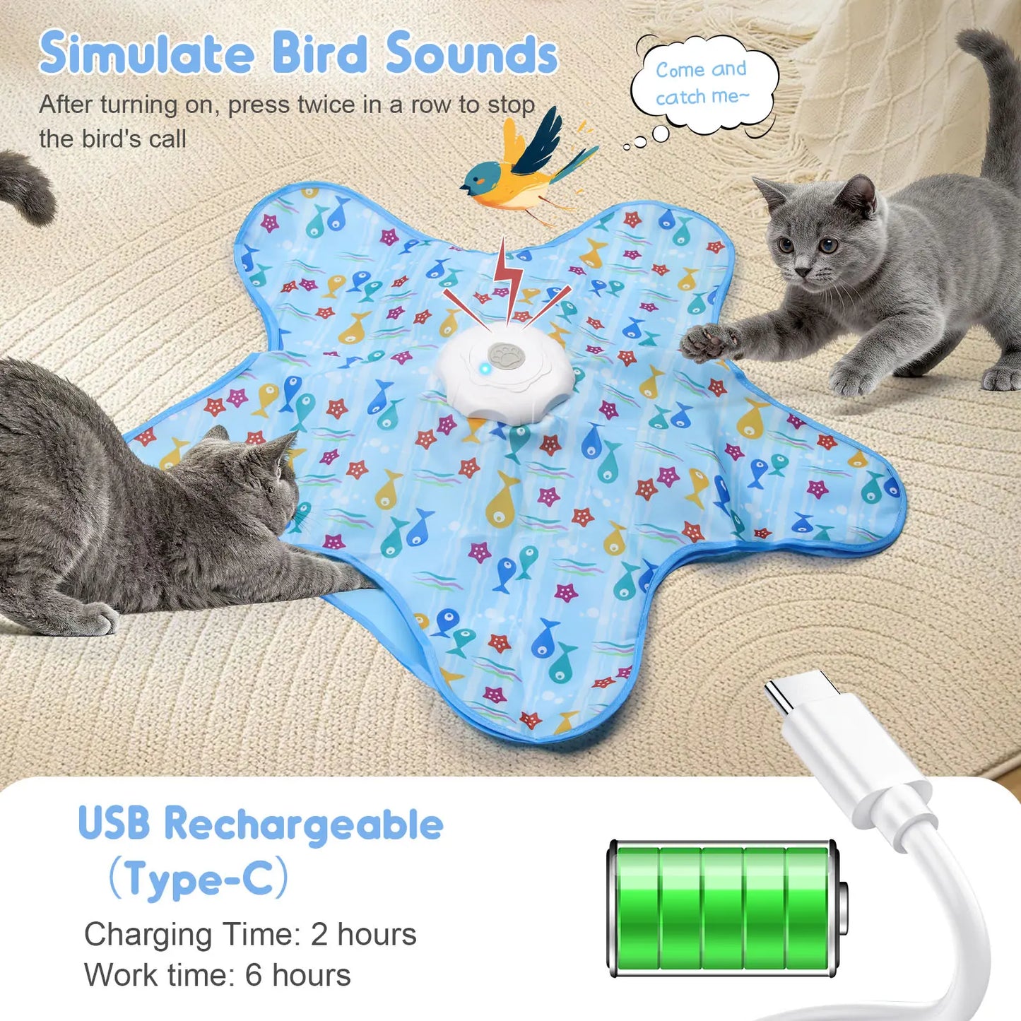 Rechargeable Interactive Feather Hunting Toy for Cats - Automatic Hide and Seek Indoor Exercise and Boredom Relief for All Breeds