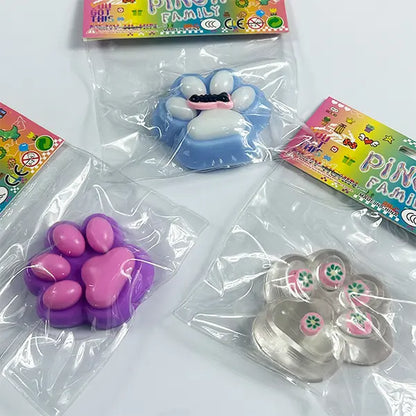 3-Pack Cat Paw Squishies - Soft Sensory Stress Relief Toys in Gradient Blue, Dreamy Purple, and Clear Designs for Portable Relaxation and Ideal Gifts for Teenage Girls