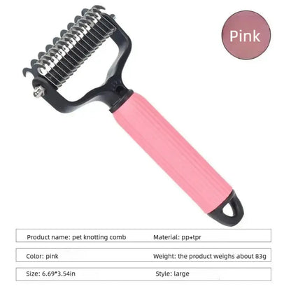 Professional Pet Grooming Tool - Universal Double-Sided Detangling Comb for Dogs, Stainless Steel Design for Effective Shedding and Matted Hair Management, Essential Daily Coat Care Supplies.