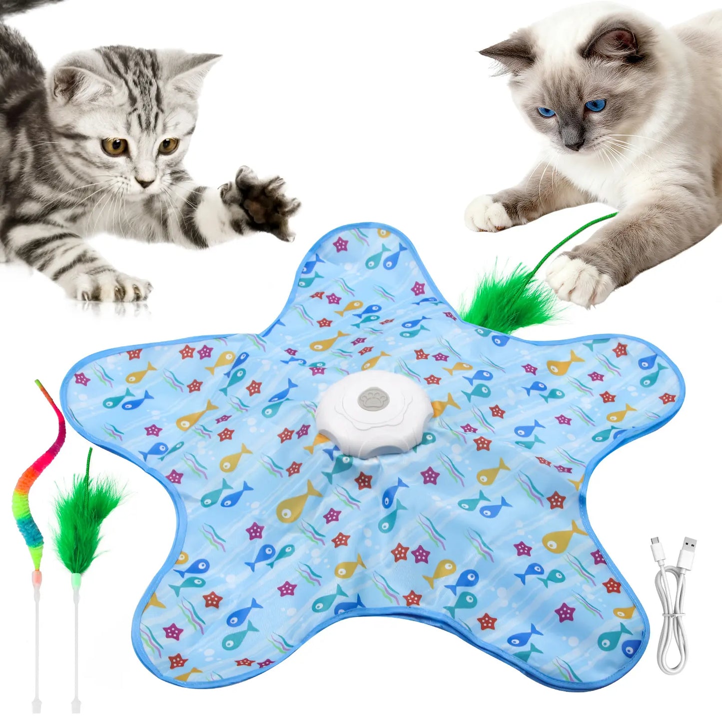 Rechargeable Interactive Feather Hunting Toy for Cats - Automatic Hide and Seek Indoor Exercise and Boredom Relief for All Breeds