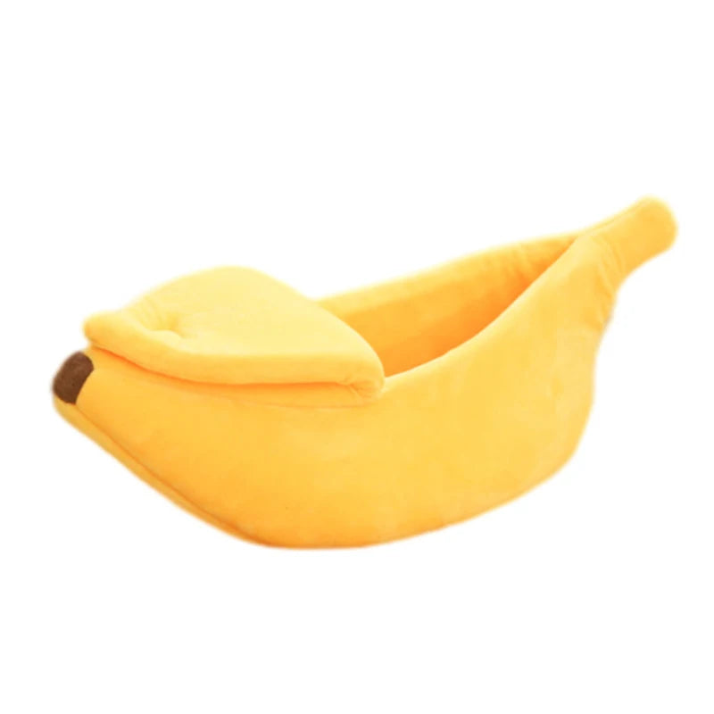 Cozy Banana Cat Bed House – Warm Plush Pet Nest & Cushion