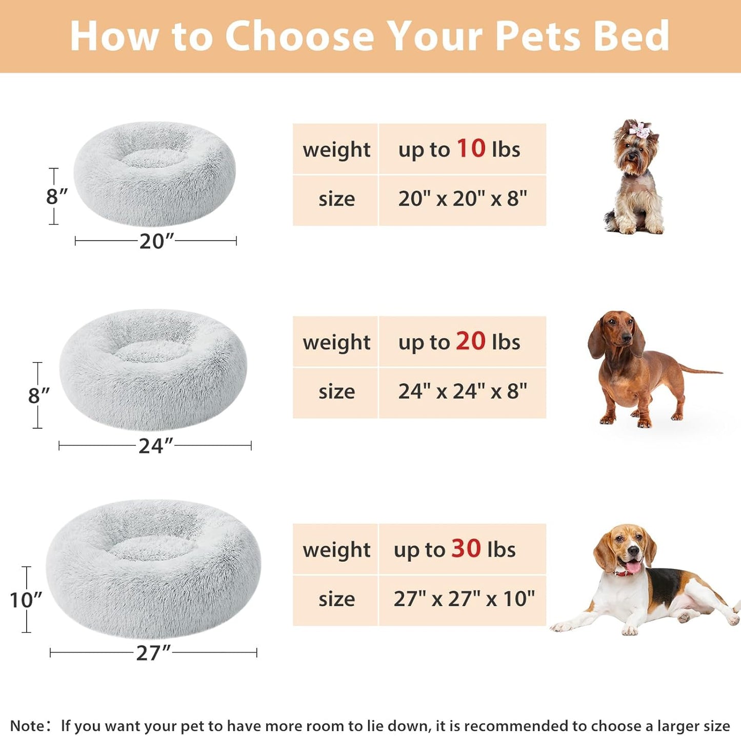 Calming Donut Pet Bed – Plush Faux Fur Anti-Anxiety Bed for Small Dogs & Cats